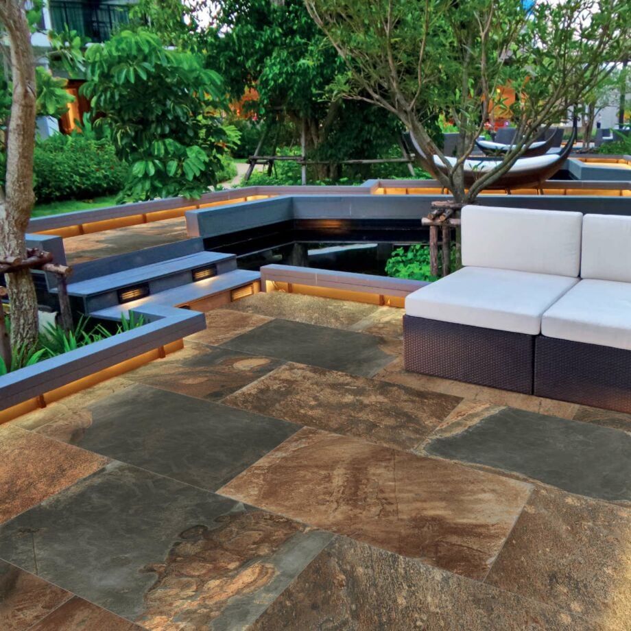 Colourful paving slabs