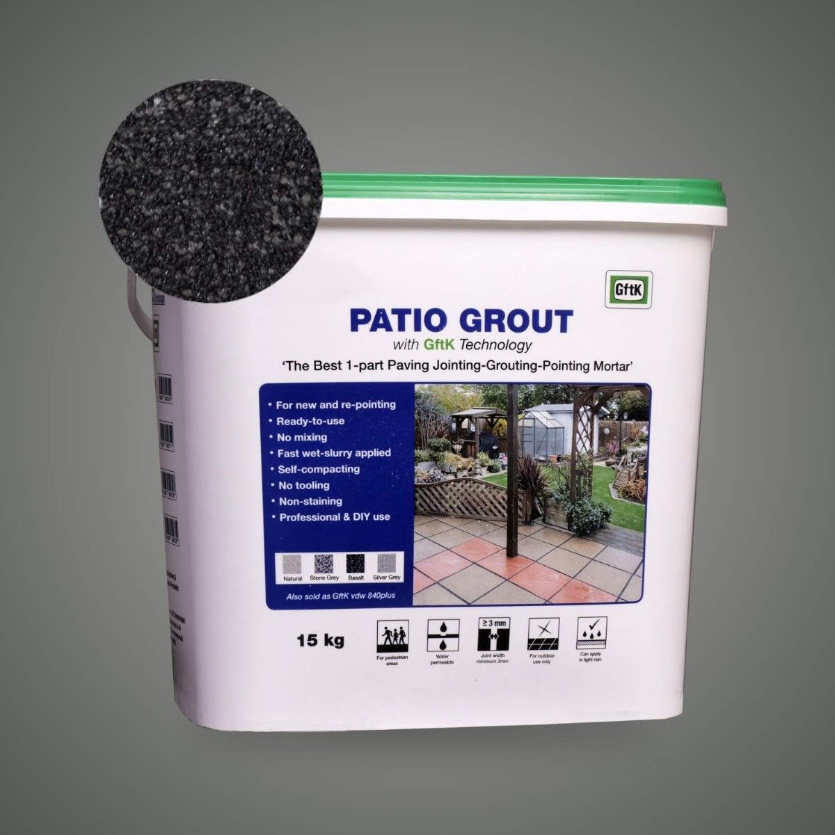 GftK _ Patio Grout 15kg-Brush In, ideal for DIYers-Basalt