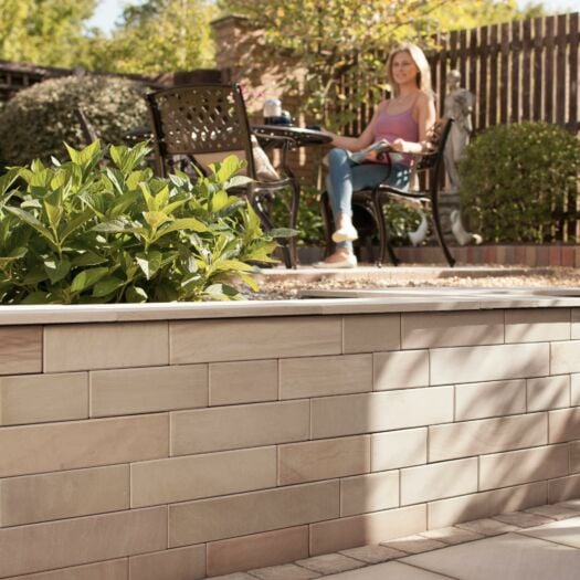 Marshalls Paving _ Sawn & Sandblasted Sandstone 'Versuro' Golden Sand - WALL COPING / PATH EDGING