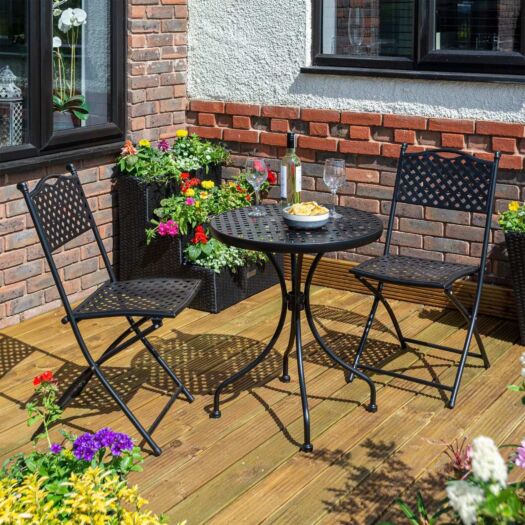 Rowlinson _ Havana Lattice Bistro Set Black
