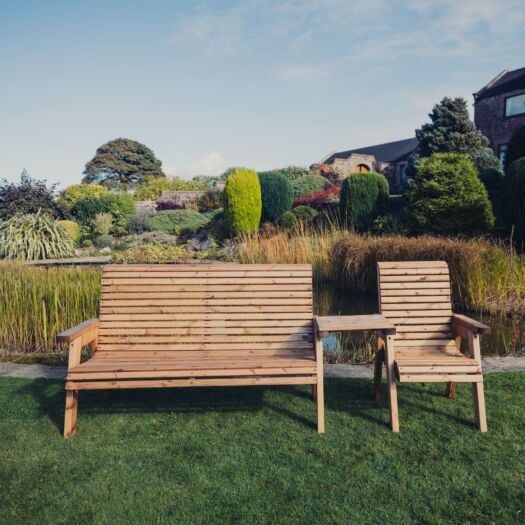 Paving Superstore _ 'Rustic Country' - Valley Straight Table With Three Seater Bench and Chair 