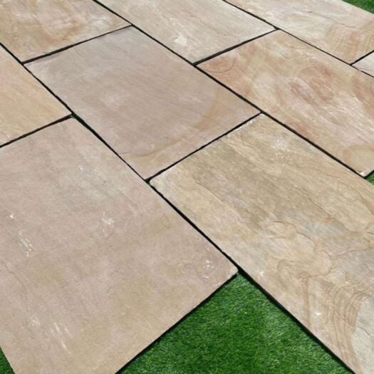 Paving Superstore _ Riven Sandstone 'Primary Range' Rippon Buff - PAVING SLABS