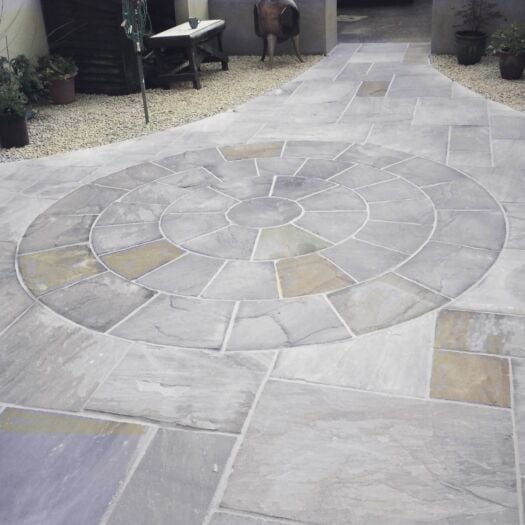 Natural Paving_Riven Sandstone 'Classicstone' Kandla Promenade-PAVING CIRCLE FEATURE KITS