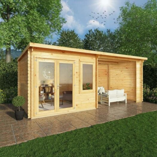 Mercia _ Elite Pent Log Cabin With Patio Area 6m x 3m - Cabin