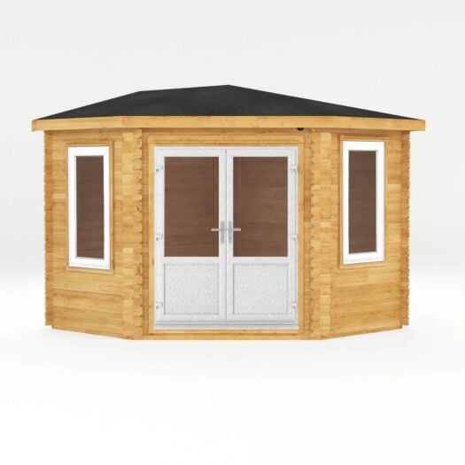 Mercia _ Corner Log Cabin UPVC 3m x 3m 44mm - Cabin