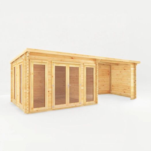 Mercia_Studio Pent Log Cabin With Patio Area 7m x 3m-Cabin