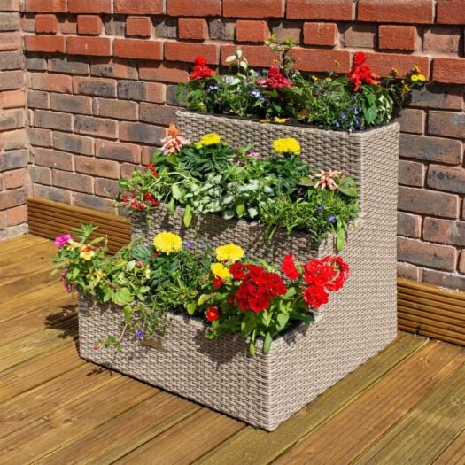 Rowlinson _ Tier Rattan Natural Planter 