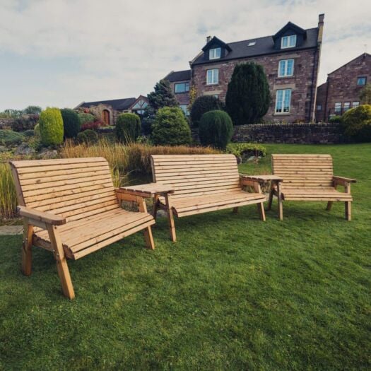 Paving Superstore _ 'Rustic Country' - Valley Angled Table Seven Seater Bench