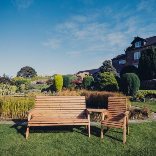 Paving Superstore _ 'Rustic Country' - Valley Angled Table With Three Seater Bench and Chair 