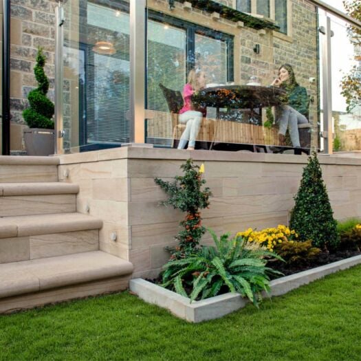 Marshalls Paving _ Sandstone 'Stoneface Sawn Veneer' Caramel Cream - WALL CLADDING