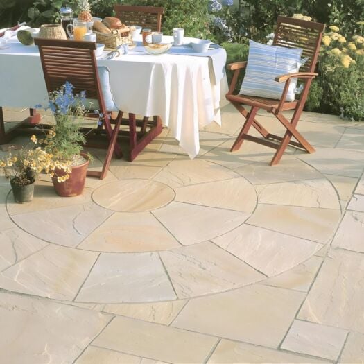 Stonemarket Paving _ Riven Sandstone 'Marketstone' Sahara Multi - PAVING CIRCLE FEATURE KITS