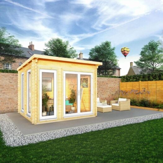 Mercia _ Studio Pent Log Cabin 3m x 3m-Cabin