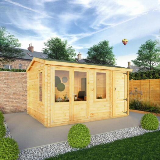 Mercia_Home Office Elite Log Cabin With Side Shed 4.1m x 3m-Cabin