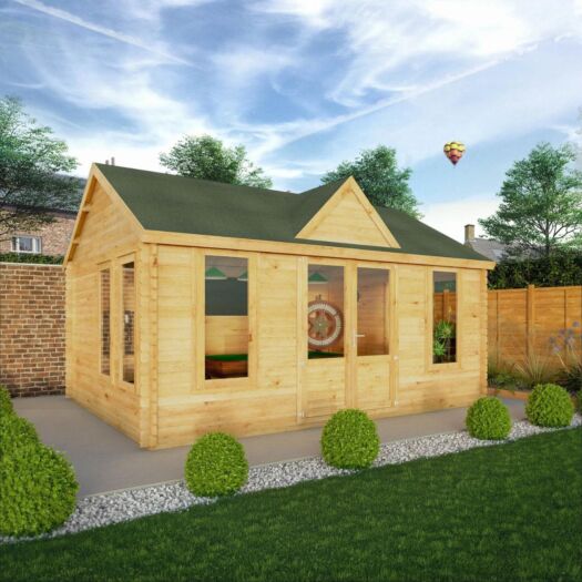 Mercia _ Clock Tower Log Cabin 5.3m x 4m 44mm - Cabin