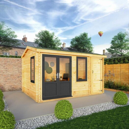 Mercia_Home Office Elite Log Cabin With Side Shed UPVC 4.1m x 3m-Cabin