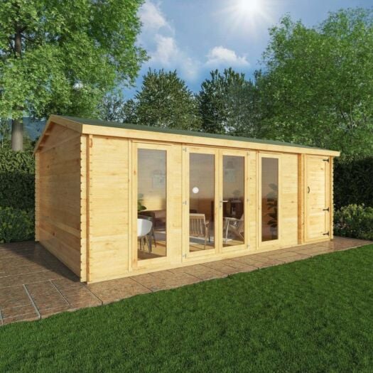 Mercia _ Home Office Studio Log Cabin With Side Shed  6.1m x 4m - Cabin