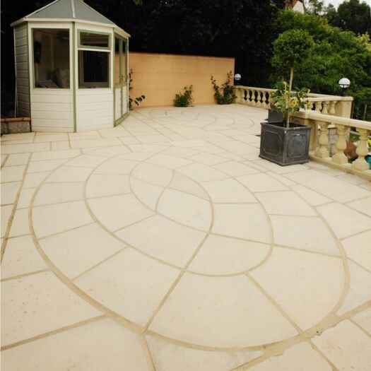 Bowland Stone_Concrete 'Baroque' Cream-PAVING OVAL FEATURE KITS