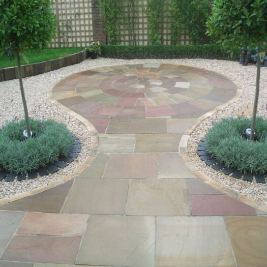 Strata Paving _ Riven Sandstone 'Whitchurch Range' Camel - PAVING CIRCLE FEATURE KITS