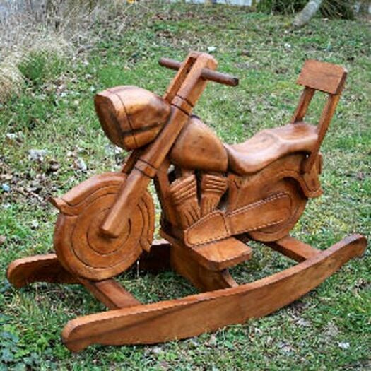 Carved Wood - Rocking Motor Bike