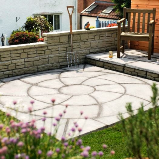 Bowland Stone _ Concrete 'Cloister' Weathered Slate - CATHERINE WHEEL PAVING CIRCLE FEATURE KITS