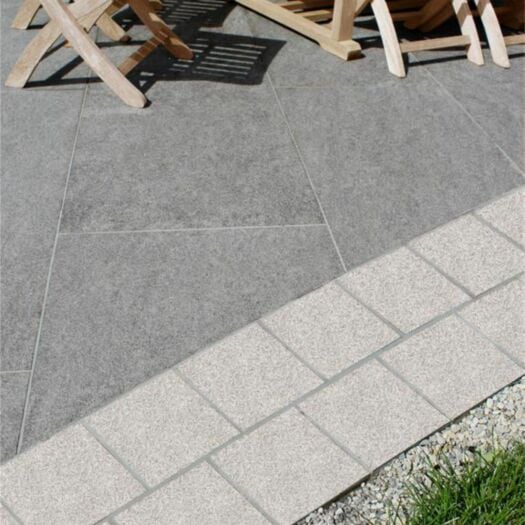 Talasey _ Porcelain 'Vitripiazza Cava' Granito Setts Silver Grey - PAVING SLABS / SETTS