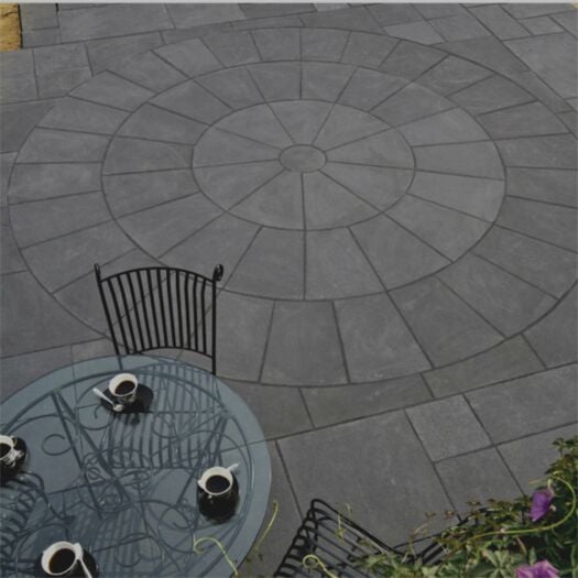 Strata Paving _ Riven Limestone 'Whitchurch Range' Black-PAVING CIRCLE FEATURE KITS