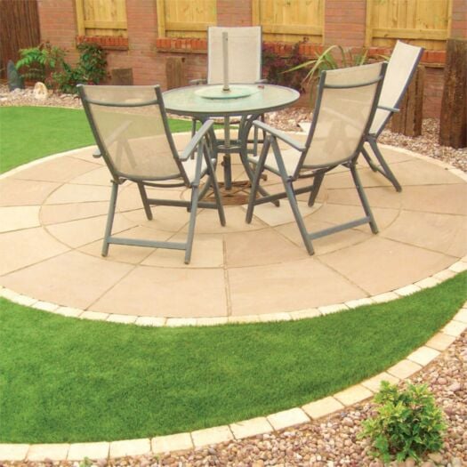 Strata Paving _ Riven Sandstone 'Whitchurch' Raj-PAVING CIRCLE FEATURE KITS