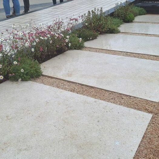 Paving Superstore Pro Range _ Sawn & Sandblasted Egyptian Limestone Sinai Pearl - PAVING SLABS