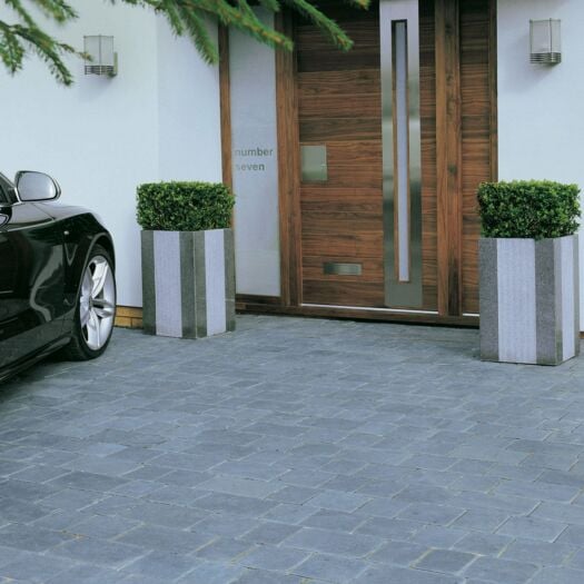 Stonemarket Paving _ Sawn & Tumbled Limestone 'Elemental Paviors' Charcoal - BLOCK PAVING