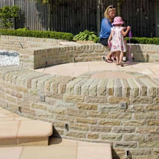 Marshalls Paving _ Riven Sandstone Autumn Bronze - PITCHED FACE WALLING