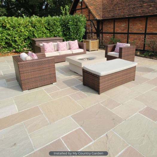 London Stone _ Riven Sandstone Raj Green - PAVING SLABS
