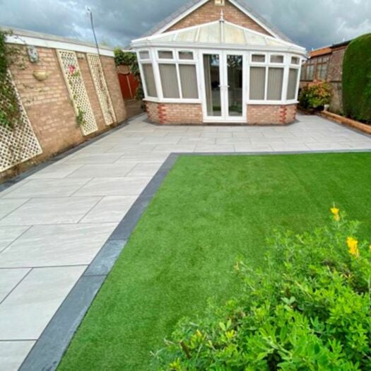 Paving Superstore _ Porcelain 'Fusion' Riven Grey - PAVING SLABS