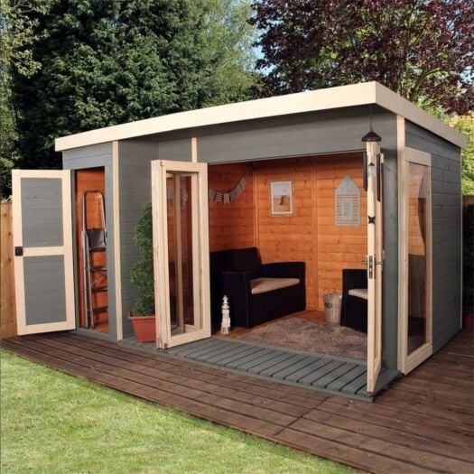 Mercia _ Contemporary Summerhouse with Side Shed-Summerhouse