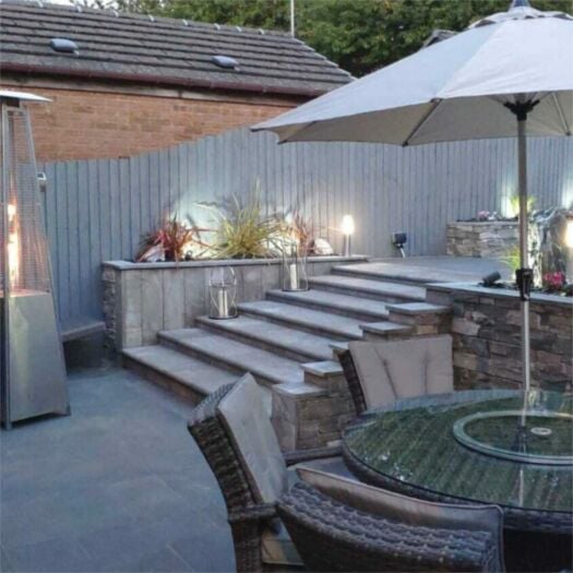 Paving Superstore Pro Range _ Sawn & Sandblasted Schist Grey Cloud - BULLNOSE STEPS & WALL COPING