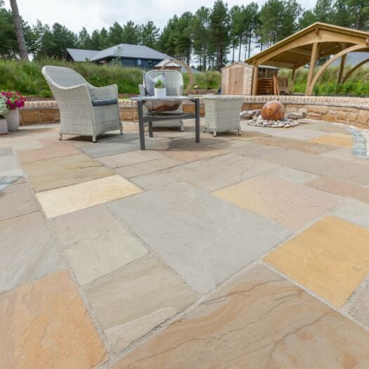 Marshalls Paving _ Riven Sandstone 'Indian' Brown Multi-PAVING SLABS