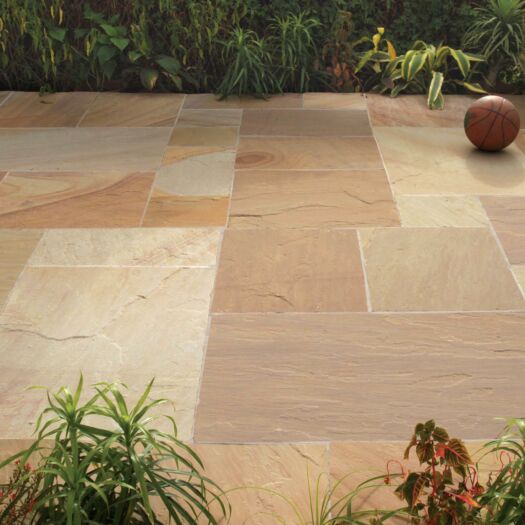 Strata Paving _ Riven Sandstone 'Kendal & Whitchurch Ranges' Camel - PAVING SLABS
