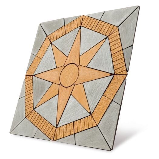 Bowland Stone _ Concrete 'Lakeland' Cumbrian Slate / Gold - STAR PAVING OCTAGON FEATURE KITS