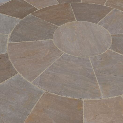 Stonemarket Paving_Riven Sandstone 'Marketstone' Autumn Multi-PAVING CIRCLE FEATURE KITS