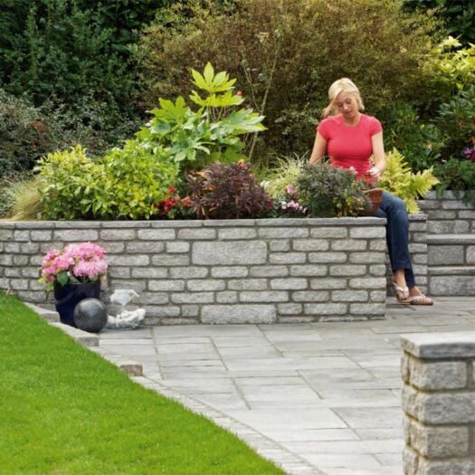 Marshalls Paving _ Concrete 'Marshalite' Rustic Ash Multi - WALLING