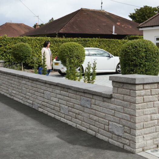 Marshalls Paving _ Concrete 'Marshalite' Pitched Face Ash Multi - WALLING