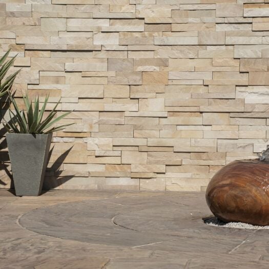 Strata Paving_Riven Sandstone 'Meridian Split Face' Mint Wall Cladding