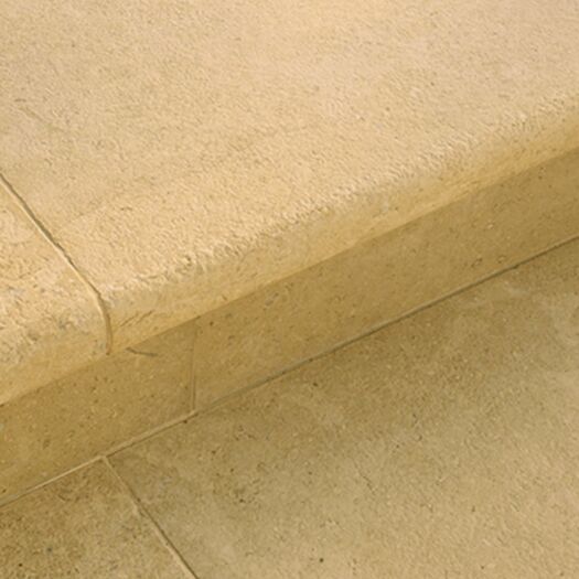 Stonemarket Paving_Sawn & Tumbled Limestone 'Namera' Pyramis Gold-BULLNOSE STEPS & COPING