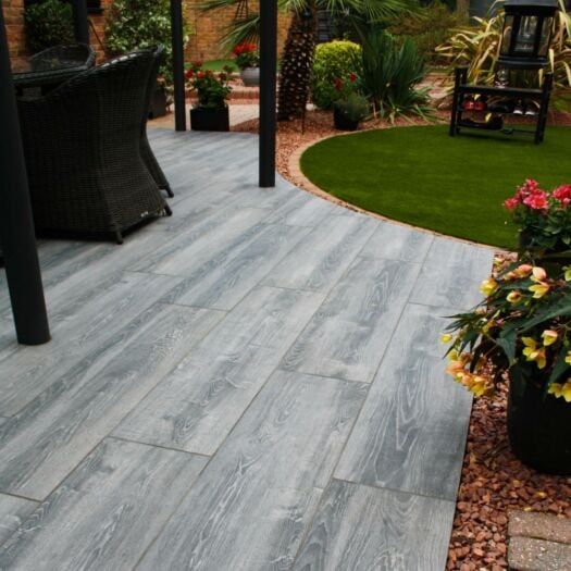 Talasey _ Porcelain 'Vitripiazza Plank' Burnt Oak-PAVING SLABS