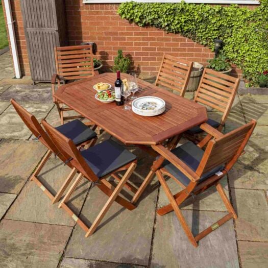 Rowlinson _ Plumley Six Seater Dining Set Grey