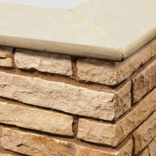 Natural Paving_Riven Sandstone 'Premiastone' Golden Fossil-BULLNOSE STEPS & COPING