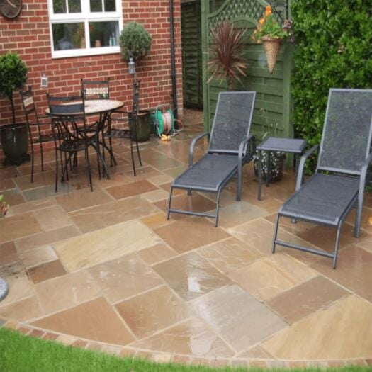 Paving Superstore _ Riven Sandstone 'Ideal Range' Raj Blend - PAVING SLABS