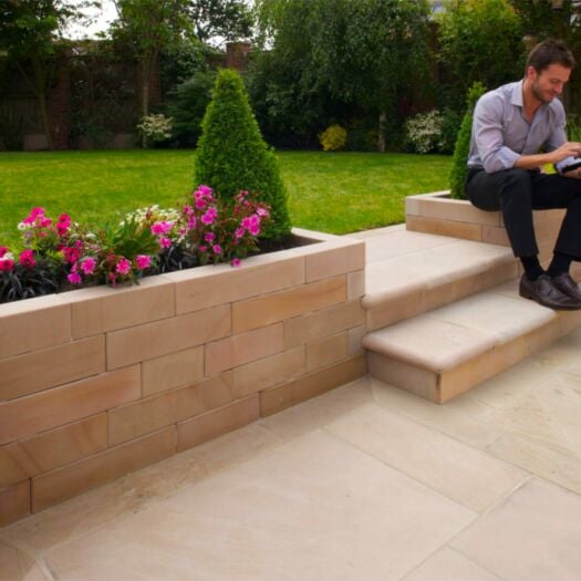 Marshalls Paving _ Sawn Sandstone 'Versuro' Autumn Bronze Multi - WALLING