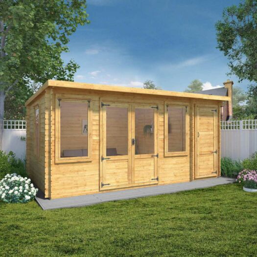 Mercia _ Log Cabin - Pent with Side Shed
