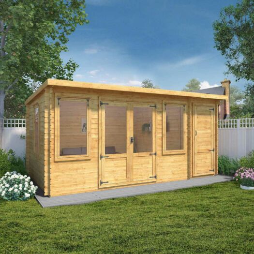 Mercia _ Log Cabin-Pent with Side Shed