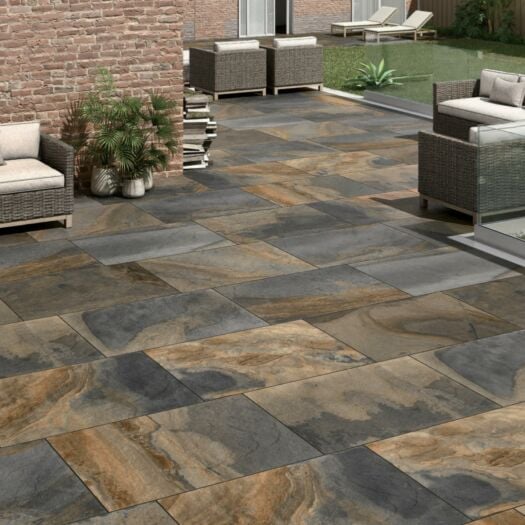 Paving Superstore _ Porcelain 'Ideal 900 Range' Slate Impero - PAVING SLABS